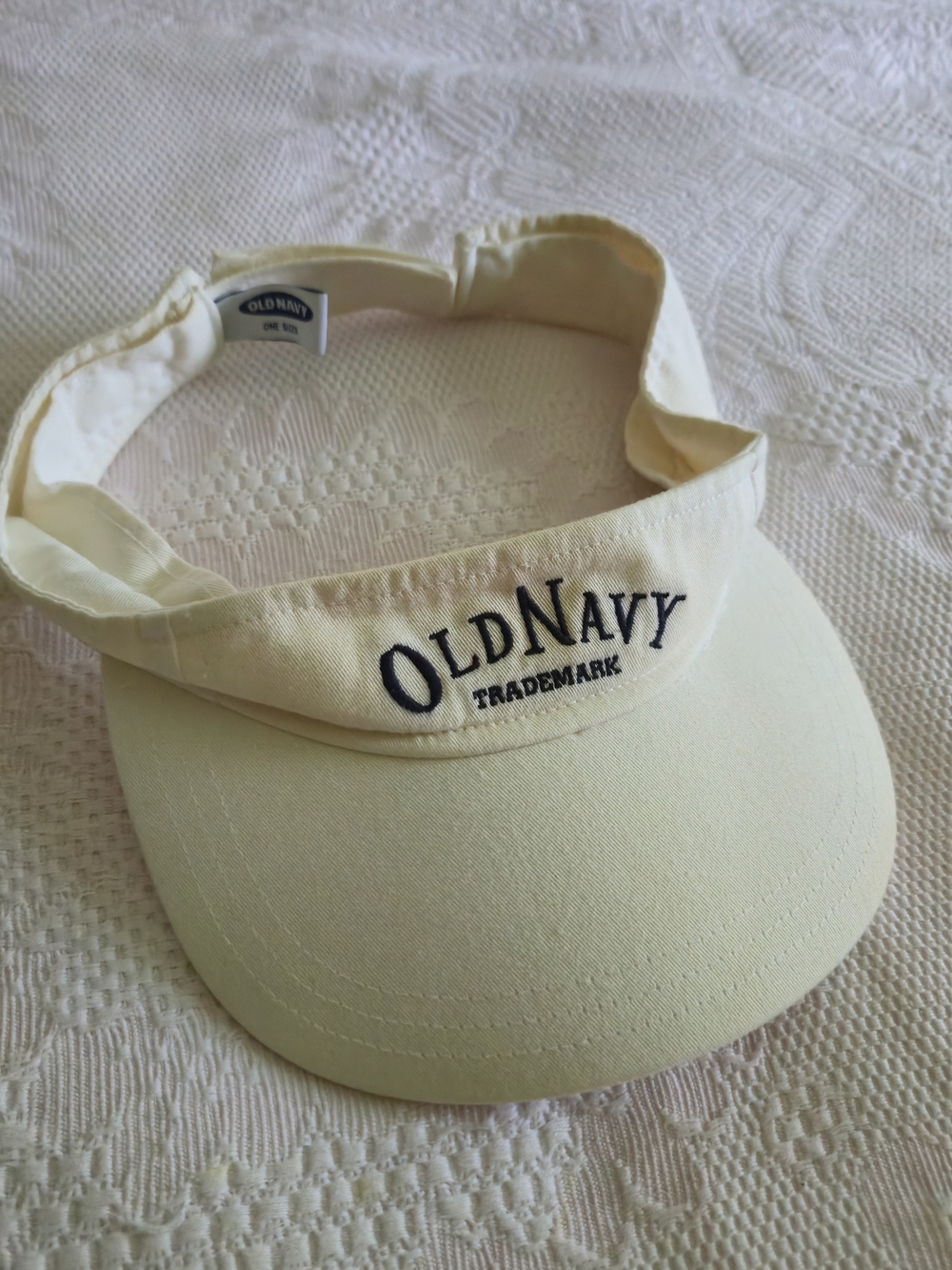 Old Navy Cream Cotton Visor Logo Embroidery Tennis Pickleball Beach One Size